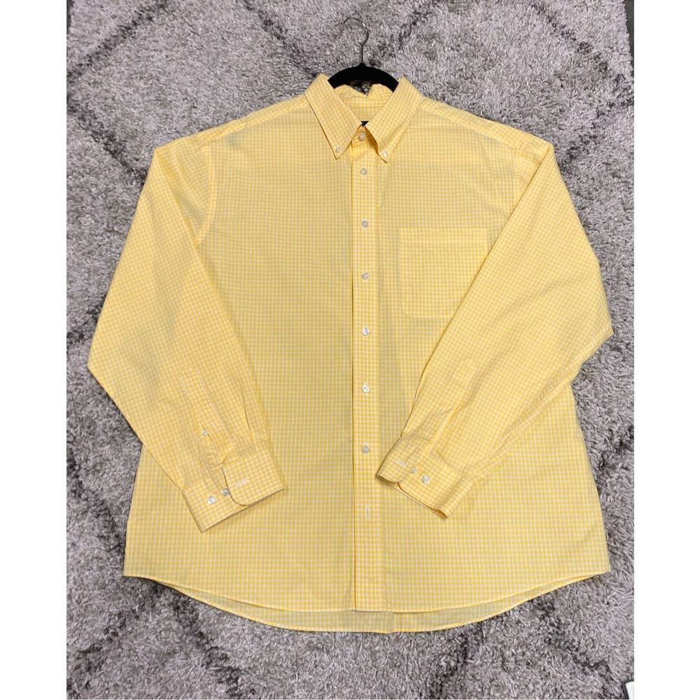 Jos A Banks Executive Collection Yellow Gingham Button Down Size XL